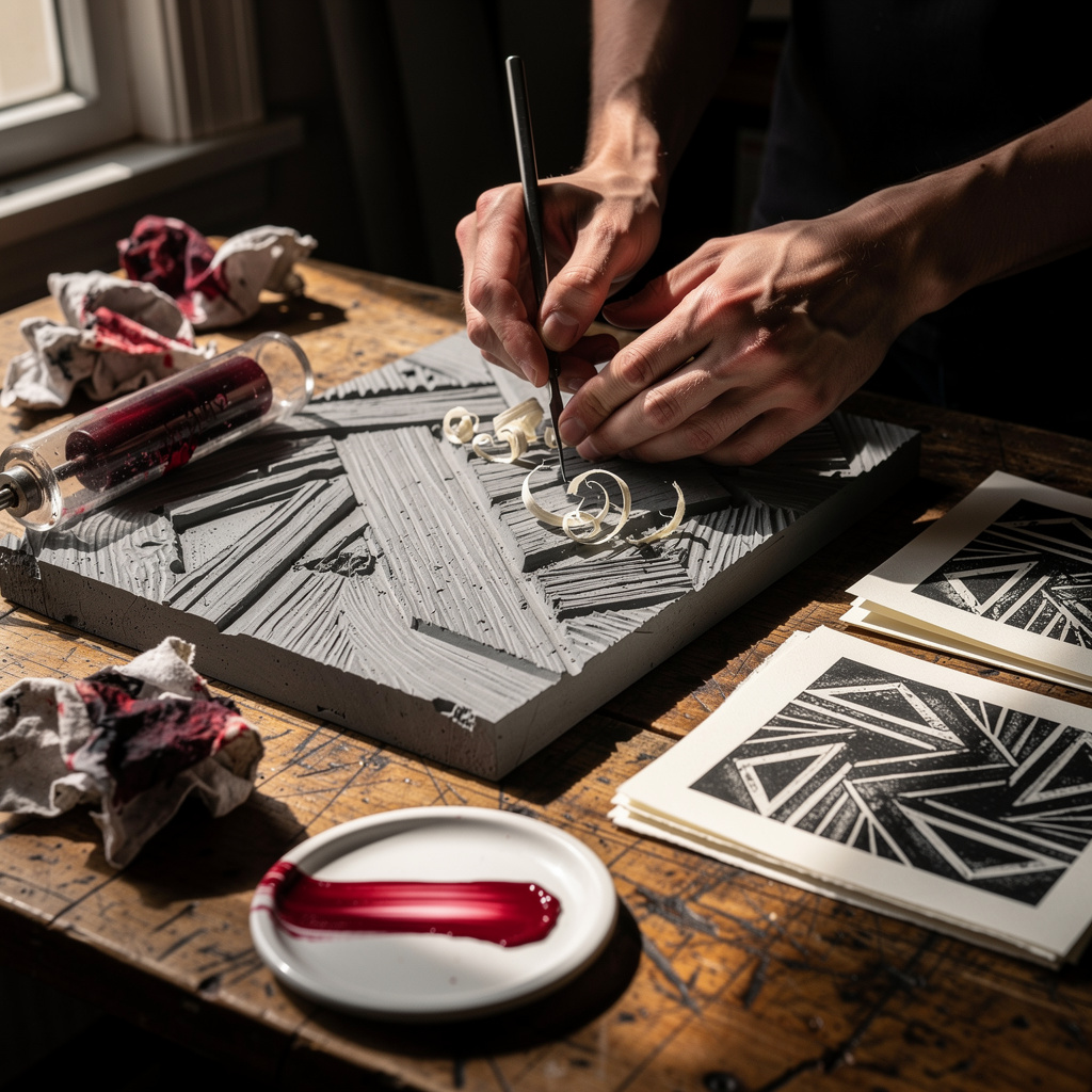 Linocut و Block Printing