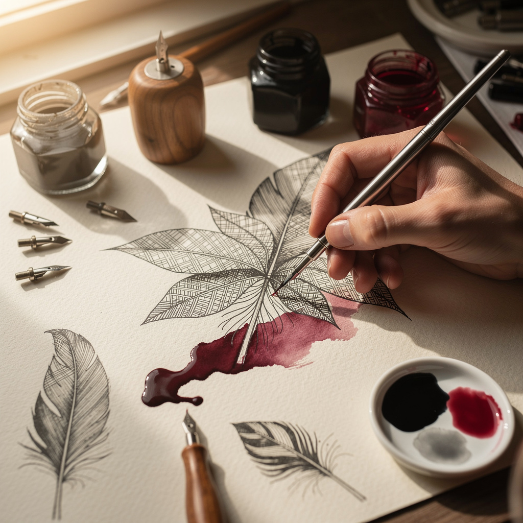 الرسم التوضيحي بالحبر والقلم