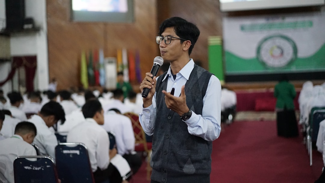 confident person public speaking