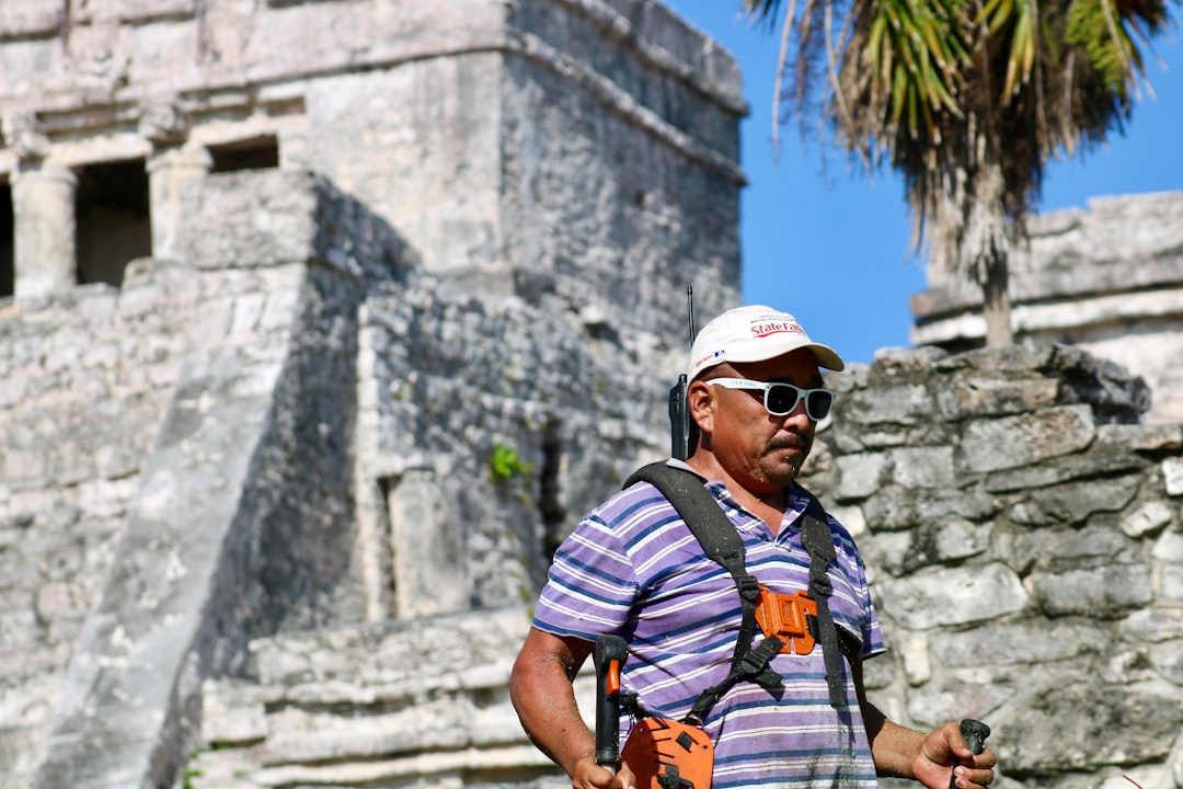 tourist guide working