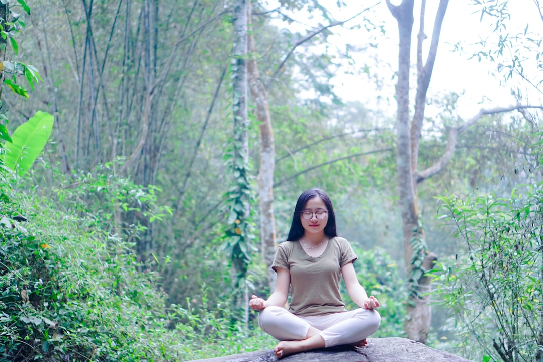 woman meditating peacefully