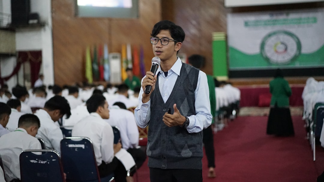 confident speaker presenting